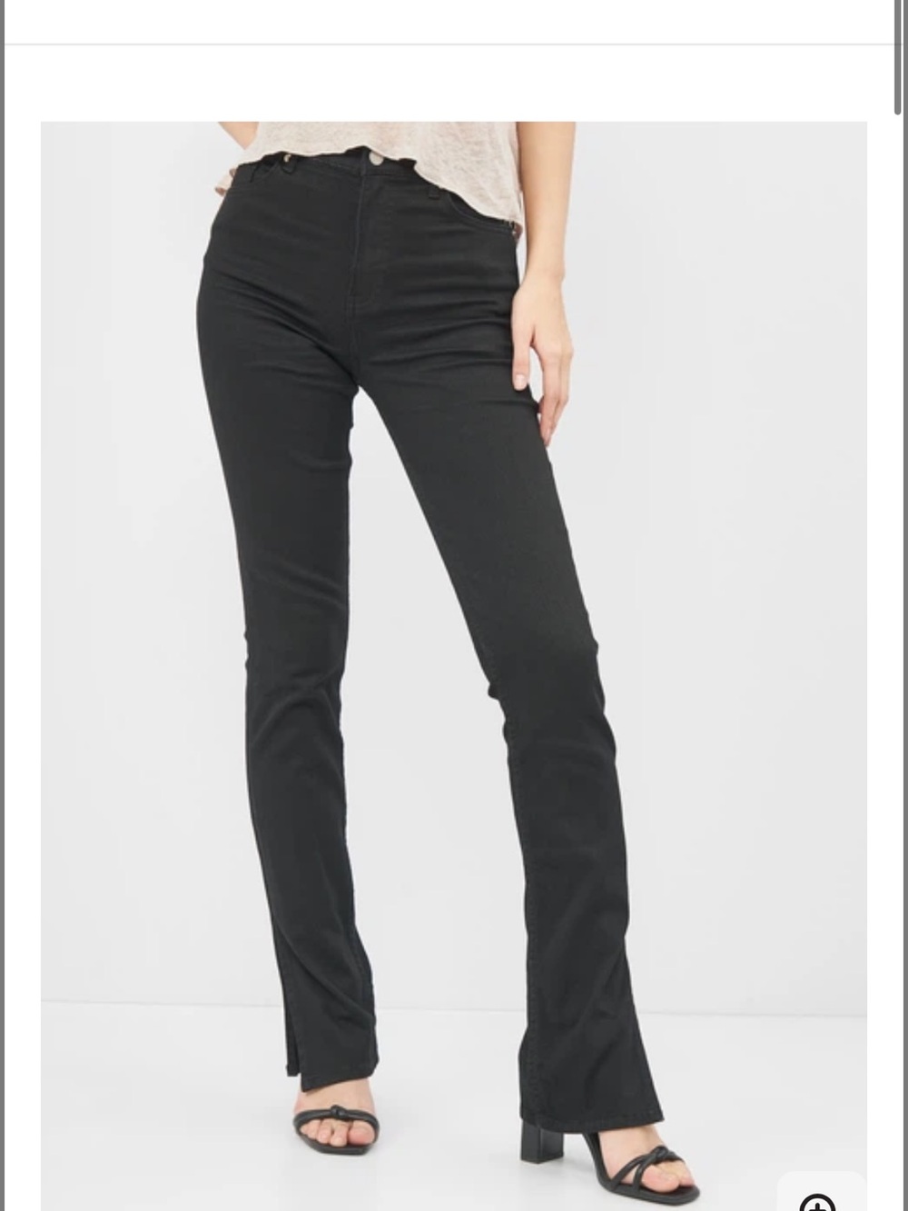 zara black skinny stretch slim jeans flare pant high rise slit leg bootcut denim